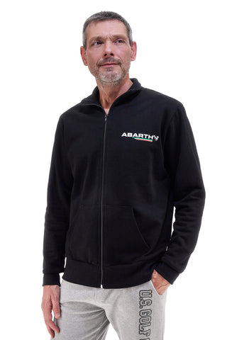 Schwarzes Sweatshirt mit durchgehendem Reißverschluss, 100 % Baumwolle, Abarth AH002ZP