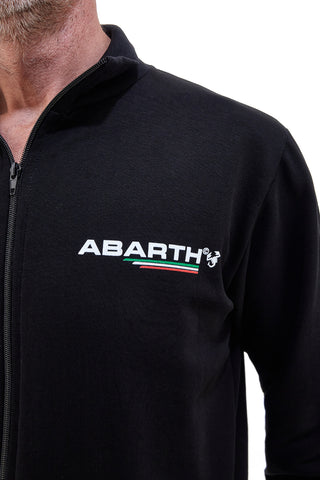 Schwarzes Sweatshirt mit durchgehendem Reißverschluss, 100 % Baumwolle, Abarth AH002ZP