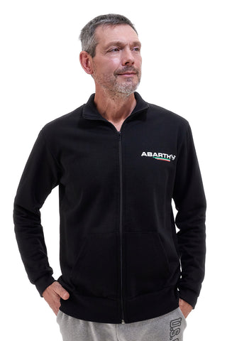 Schwarzes Sweatshirt mit durchgehendem Reißverschluss, 100 % Baumwolle, Abarth AH002ZP