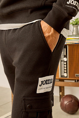 Joma Urban Streetlong Pants Schwarze Cargohose aus Baumwolle mit Logo
