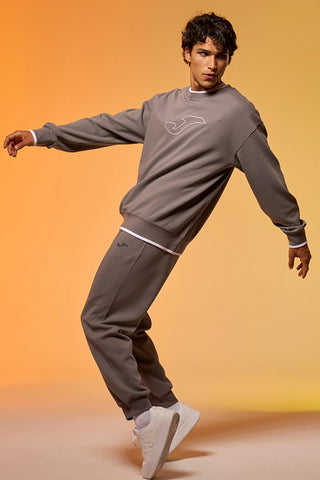 Pantaloni jogger grigi con fascia elastica e logo in silicone JOMA Step Long Pants