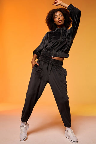 Tuta nera con zip e fondo elastico Joma Step Tracksuit