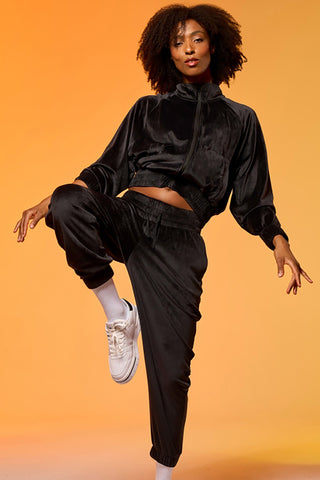 Tuta nera con zip e fondo elastico Joma Step Tracksuit