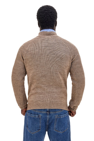 Beigefarbene Strickjacke aus Wollmischung mit Reißverschluss von No Limits MAJU021W25