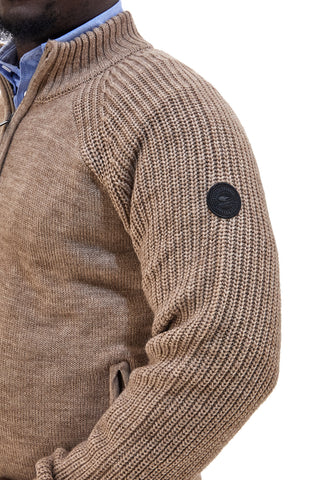 Beigefarbene Strickjacke aus Wollmischung mit Reißverschluss von No Limits MAJU021W25