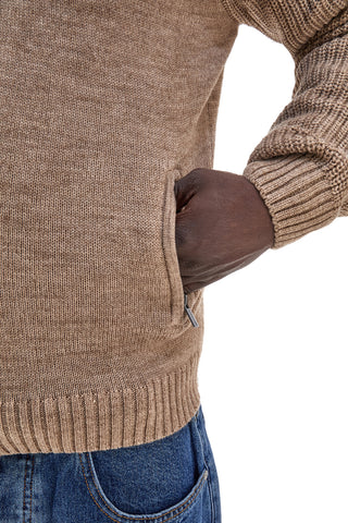 Beigefarbene Strickjacke aus Wollmischung mit Reißverschluss von No Limits MAJU021W25