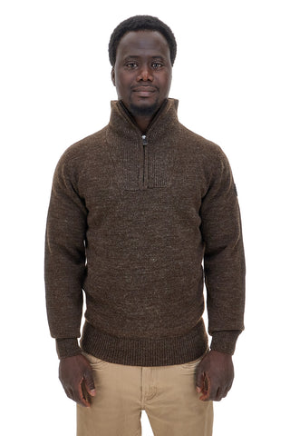 No Limits MAJU020W25 Brauner Pullover aus Wollmischung mit Reißverschluss