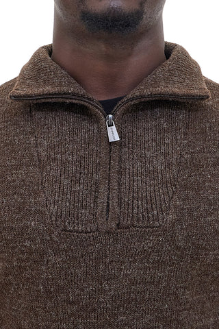 No Limits MAJU020W25 Brauner Pullover aus Wollmischung mit Reißverschluss