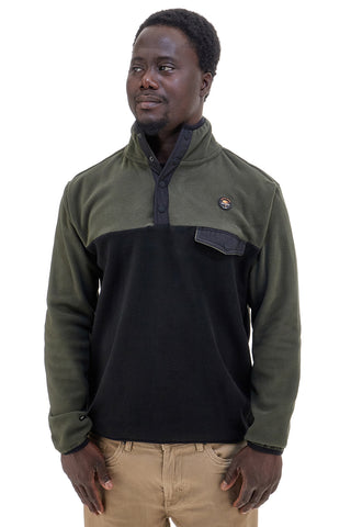 No Limits MAPF002W24 Grünes und schwarzes Fleece-Sweatshirt mit hohem Kragen und Tasche