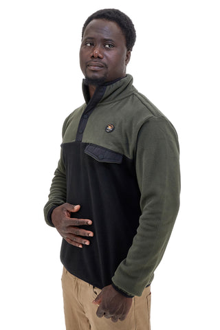 No Limits MAPF002W24 Grünes und schwarzes Fleece-Sweatshirt mit hohem Kragen und Tasche