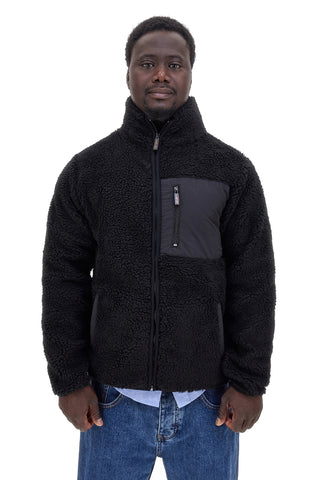 Felpa nera in pile sherpa con zip No Limits MAPF004W24