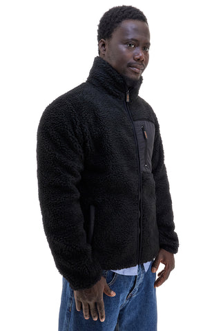 No Limits MAPF004W24 Schwarzer Sherpa-Fleece-Kapuzenpullover mit Reißverschluss