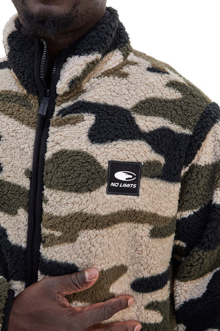 No Limits MAPF006W25 Sweatshirt aus Sherpa-Fleece mit Reißverschluss und Camouflage-Muster