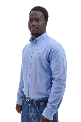 Camicia azzurra in cotone con collo button-down No Limits MASH006S25