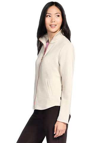 Skechers – JA78 – Jacke mit Reißverschluss aus recyceltem Stoff in Creme