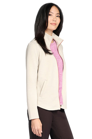 Skechers – JA78 – Jacke mit Reißverschluss aus recyceltem Stoff in Creme