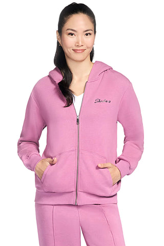 Skechers – JA286 – French Terry-Kapuzenpullover mit Reißverschluss in Rosa