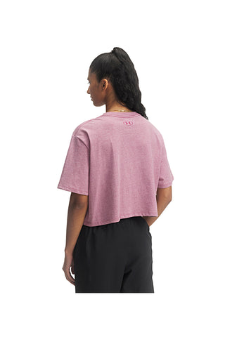 T-shirt cropped rosa in misto cotone ad asciugatura rapida Under Armour Rival SS