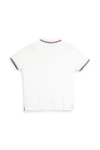 Weißes Poloshirt aus Baumwolle mit gestreiftem Kragen Sevenoaks Nby6212