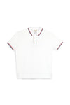Weißes Poloshirt aus Baumwolle mit gestreiftem Kragen Sevenoaks Nby6212