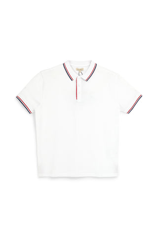 Weißes Poloshirt aus Baumwolle mit gestreiftem Kragen Sevenoaks Nby6212