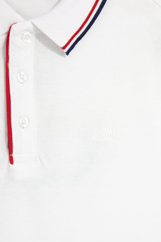 Weißes Poloshirt aus Baumwolle mit gestreiftem Kragen Sevenoaks Nby6212