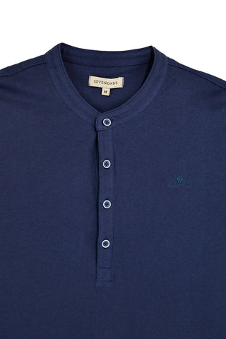 Sevenoaks NBY1443 blau Rundhalsausschnitt Knopf-T-Shirt