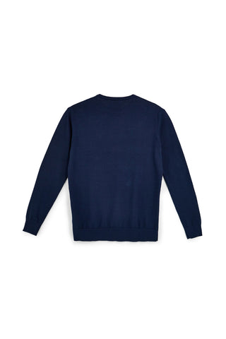 Sevenoaks blau Baumwolle Rundhalsausschnitt Pullover Nby01