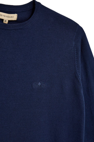 Sevenoaks blau Baumwolle Rundhalsausschnitt Pullover Nby01
