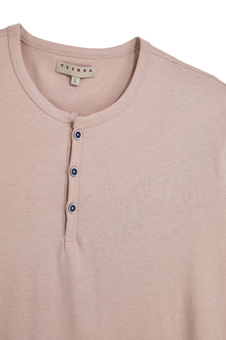 Beigefarbenes T-Shirt mit Knopfausschnitt Pittarello Tierra NBY369