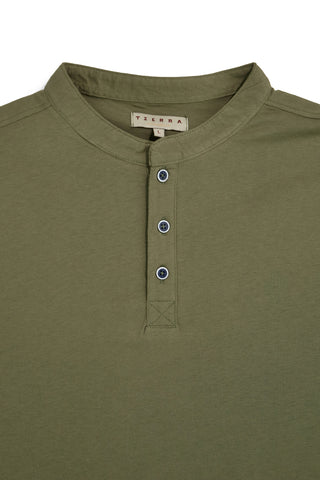 T-shirt verde collo coreano con bottoni Pittarello Tierra NBY3032