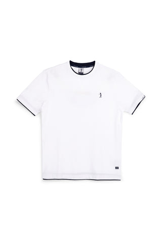 Weißes T-Shirt mit kontrastierenden Profilen aus Baumwolle Us golf TS1053