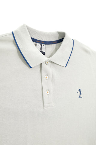 Graues Poloshirt mit kontrastierenden Paspeln und gesticktem Logo Us golf PO2002
