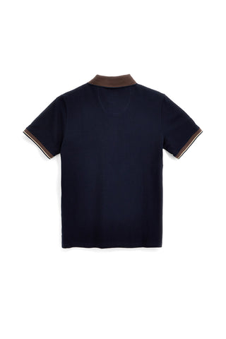 Blaues Poloshirt mit kontrastierendem Kragen und gesticktem Logo Us golf PO2607