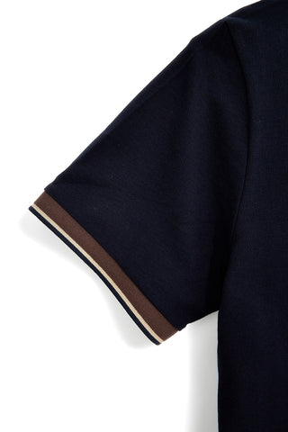 Blaues Poloshirt mit kontrastierendem Kragen und gesticktem Logo Us golf PO2607
