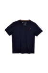 Blaues T-Shirt mit Baumwolle serafino Halsausschnitt Us Golf TS1103