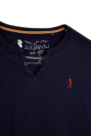 Blaues T-Shirt mit Baumwolle serafino Halsausschnitt Us Golf TS1103