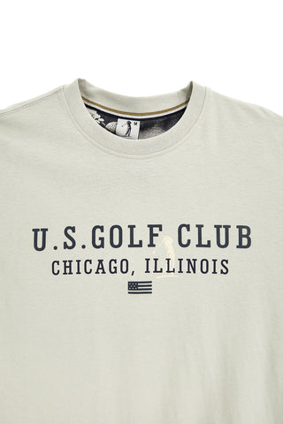 T-shirt Grigia con stampa frontale e patch sulla manica Us golf TS2607