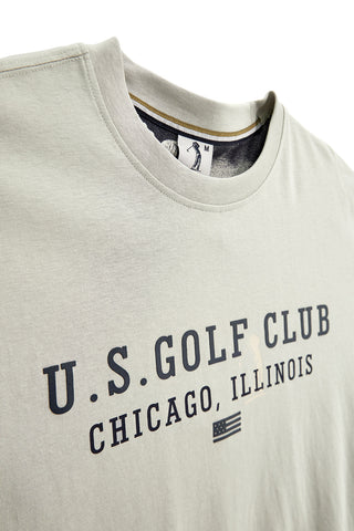 T-shirt Grigia con stampa frontale e patch sulla manica Us golf TS2607