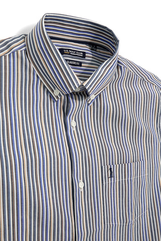 Camicia blu a righe con taschino Us golf CA2602
