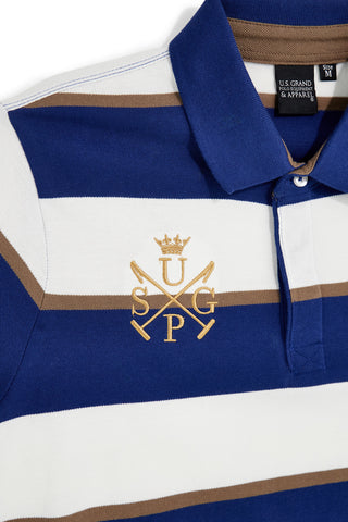 Blau-weiß gestreiftes Poloshirt 100% Baumwolle U.s. grand polo US61515M