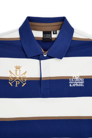 Blau-weiß gestreiftes Poloshirt 100% Baumwolle U.s. grand polo US61515M