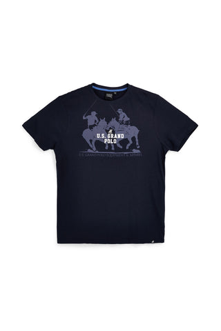 T-shirt blu con stampa logo U.s.grand polo US61612M