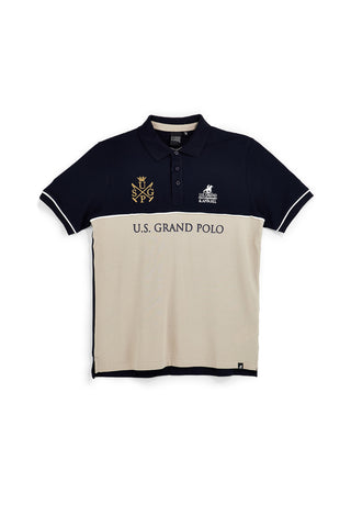 Polo blu e beige 100% cotone U.s. grand polo US61503M