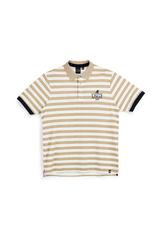 Polo beige e bianca a righe 100% cotone U.s. grand polo US61505M