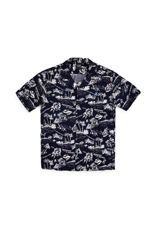 Camicia Blu navy fantasia in viscosa U.s.grand polo US61450M
