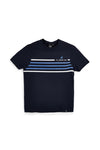 T-shirt blu con righe e logo U.s.grand polo S61620M