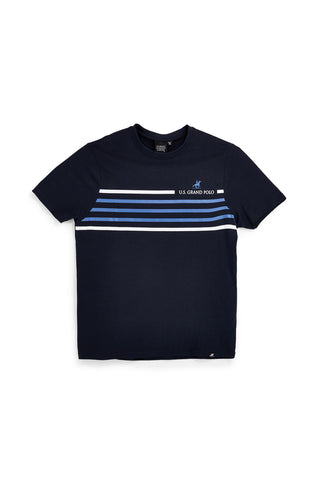 T-shirt blu con righe e logo U.s.grand polo S61620M