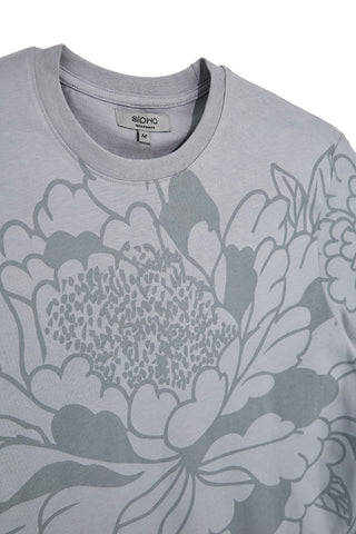 Graues Baumwoll-T-Shirt mit Blumendruck Boardman Alpha pt-m-t-9063