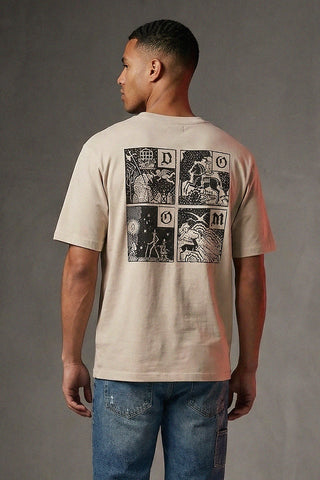 Beigefarbenes Baumwoll-T-Shirt mit Boardman Alpha Grafikdruck pt-m-t-9065